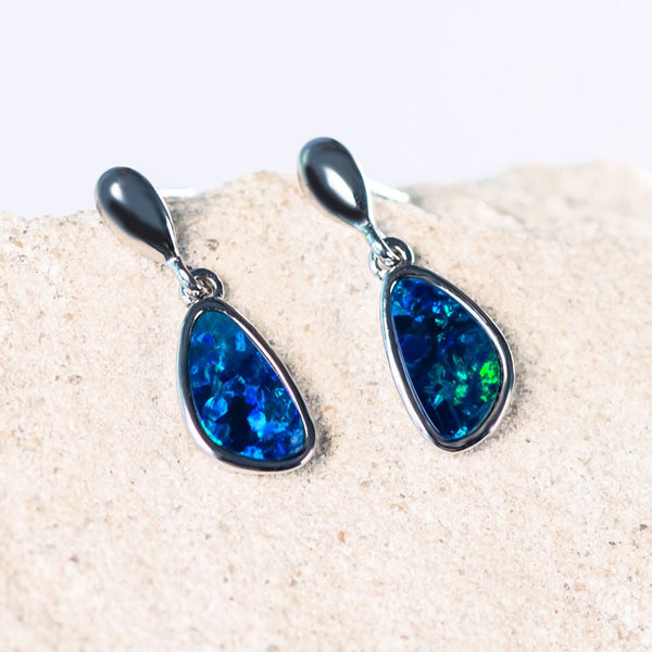 opal earrings set with australian doublet opals