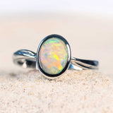 multi-colour crystal opal ring