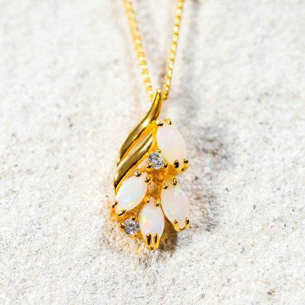 gold plated crystal opal pendant