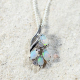 'Marisol' Silver Australian Crystal Opal Necklace Pendant - Black Star Opal