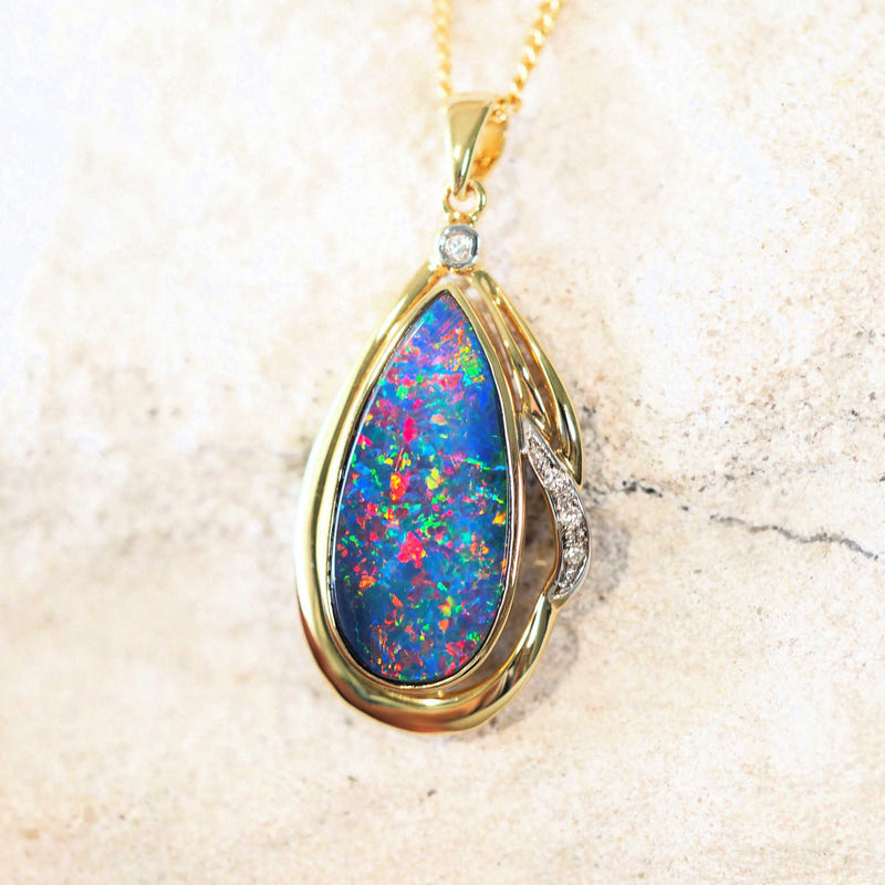 'Milena' 18ct Gold Doublet Opal Necklace