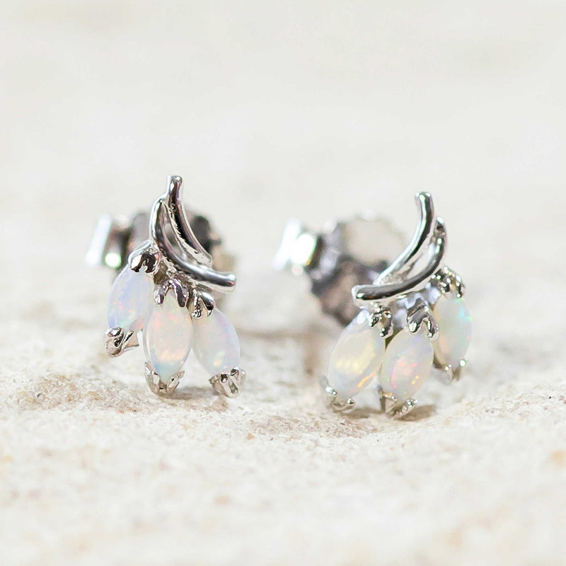 Mira Solid Crystal Opal Earrings Silver Black Star Opal