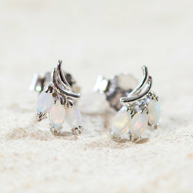 Opal earrings 'Mira' Silver Australian Crystal Opals 