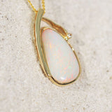 'Mona' 14ct Gold White Opal Pendant