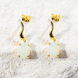 'Nayeli' Gold Plated Silver Australian Crystal Opal Earrings - Black Star Opal