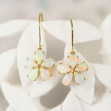 flower design colourful crystal opal gold earrings
