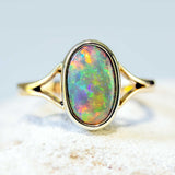 ‘Neon Cloud’ Gold Australian Black Opal Ring - Black Star Opal