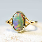 ‘Neon Cloud’ Gold Australian Black Opal Ring - Black Star Opal