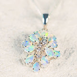 'Nerida' White Gold Crystal Opal Necklace Pendant - Black Star Opal