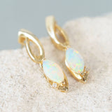 colourful marquise shaped crystal opal gold earrings with diamonds