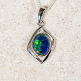 opal necklace set with a multi-coloured oval australian triplet opal