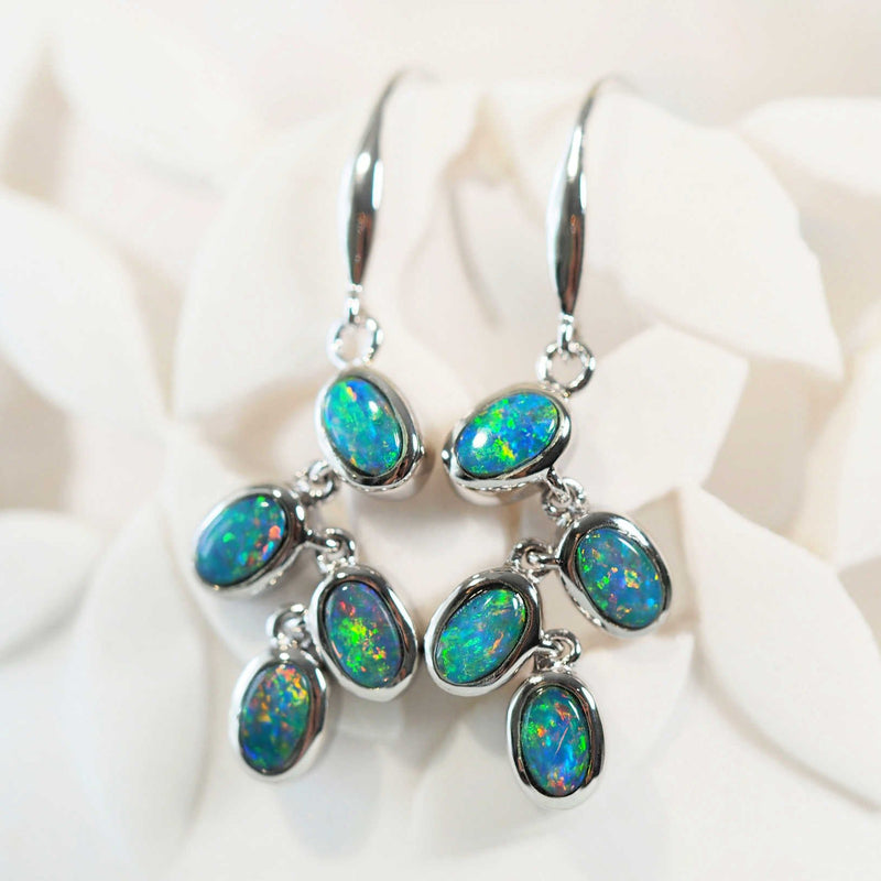 Silver opal earrings deals