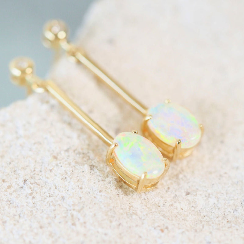 colourful crystal opal gold earrings