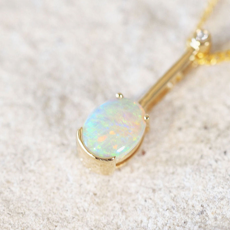 green and blue crystal opal gold pendant