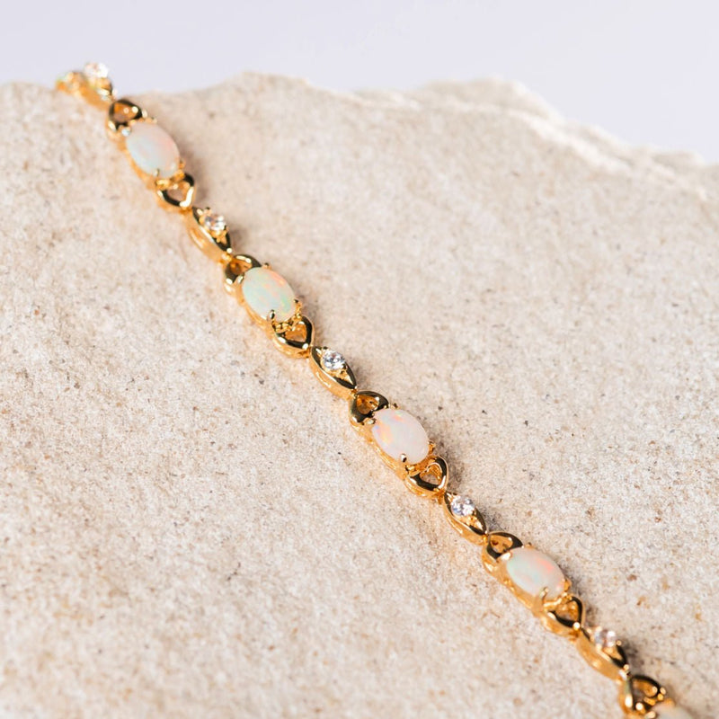 colourful passion-design gold plated silver white opal bracelet