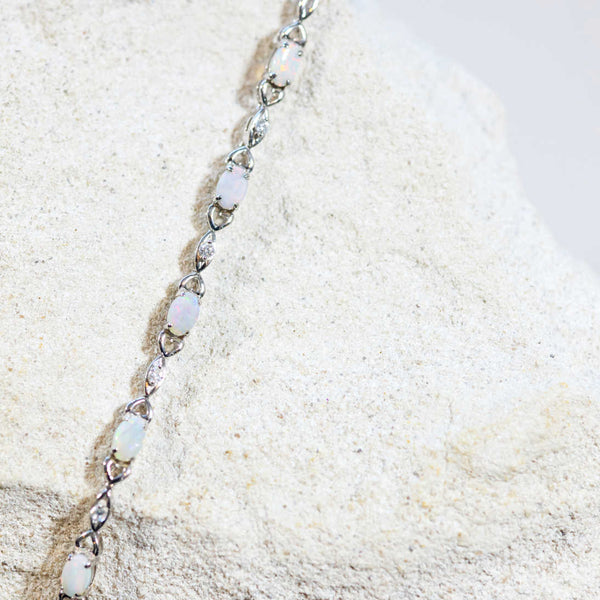 Multi-colour 'Passion' design Silver Australian Crystal Opal Bracelet - Black Star Opal