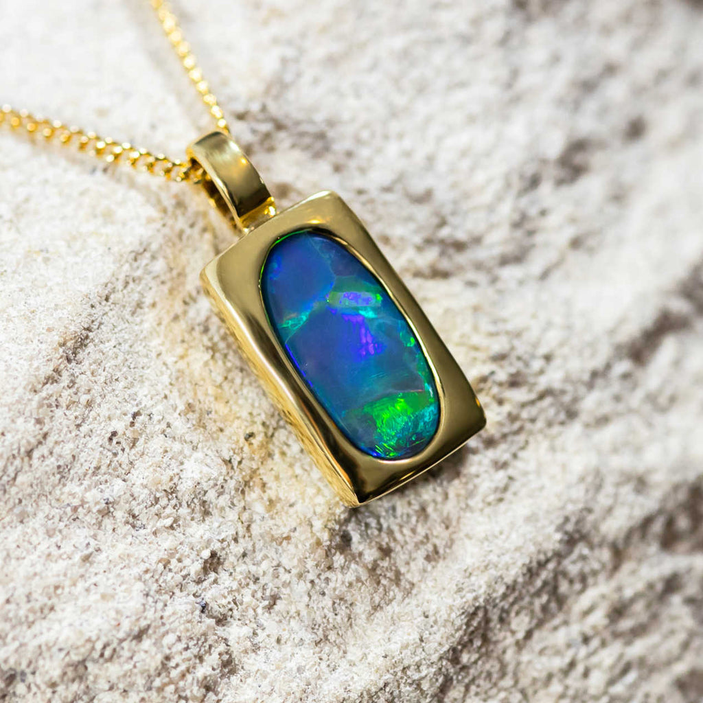 Iluka | Blue Australian Boulder Opal Necklace - World Treasure Designs