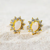 'Princess' Gold Plated Silver Australian Crystal Opal Earrings - Black Star Opal
