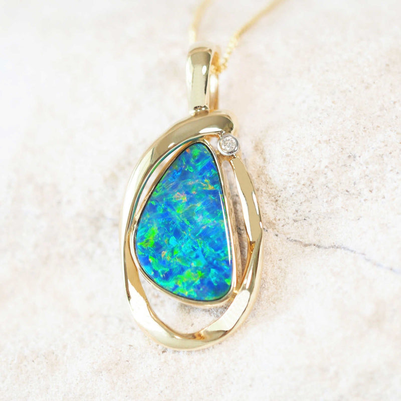 'Rivka' 14ct Gold Doublet Opal Pendant