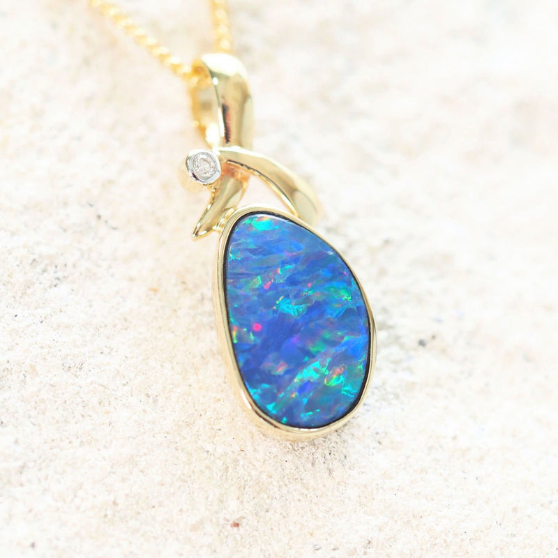 multi-coloured australian opal gold necklace