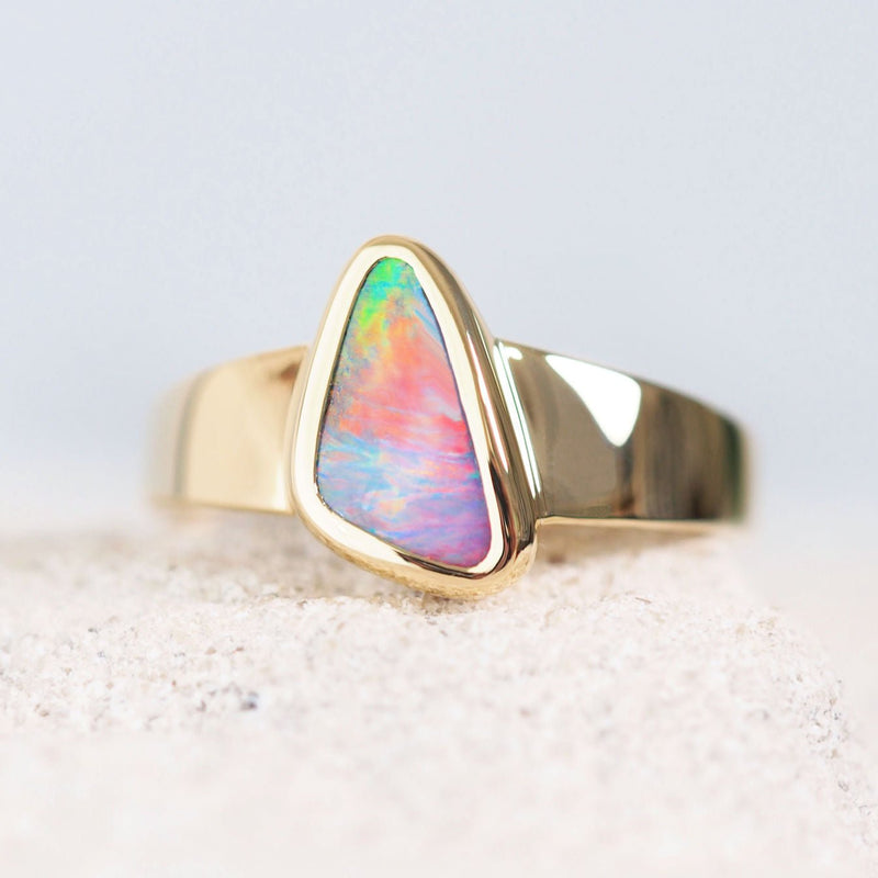 multi-colour black opal ring