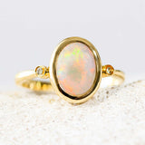 'Sigrid' Gold Australian White Opal Ring - Black Star Opal