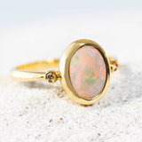 'Sigrid' Gold Australian White Opal Ring - Black Star Opal