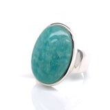 Silver Amazonite Gemstone Ring - Black Star Opal
