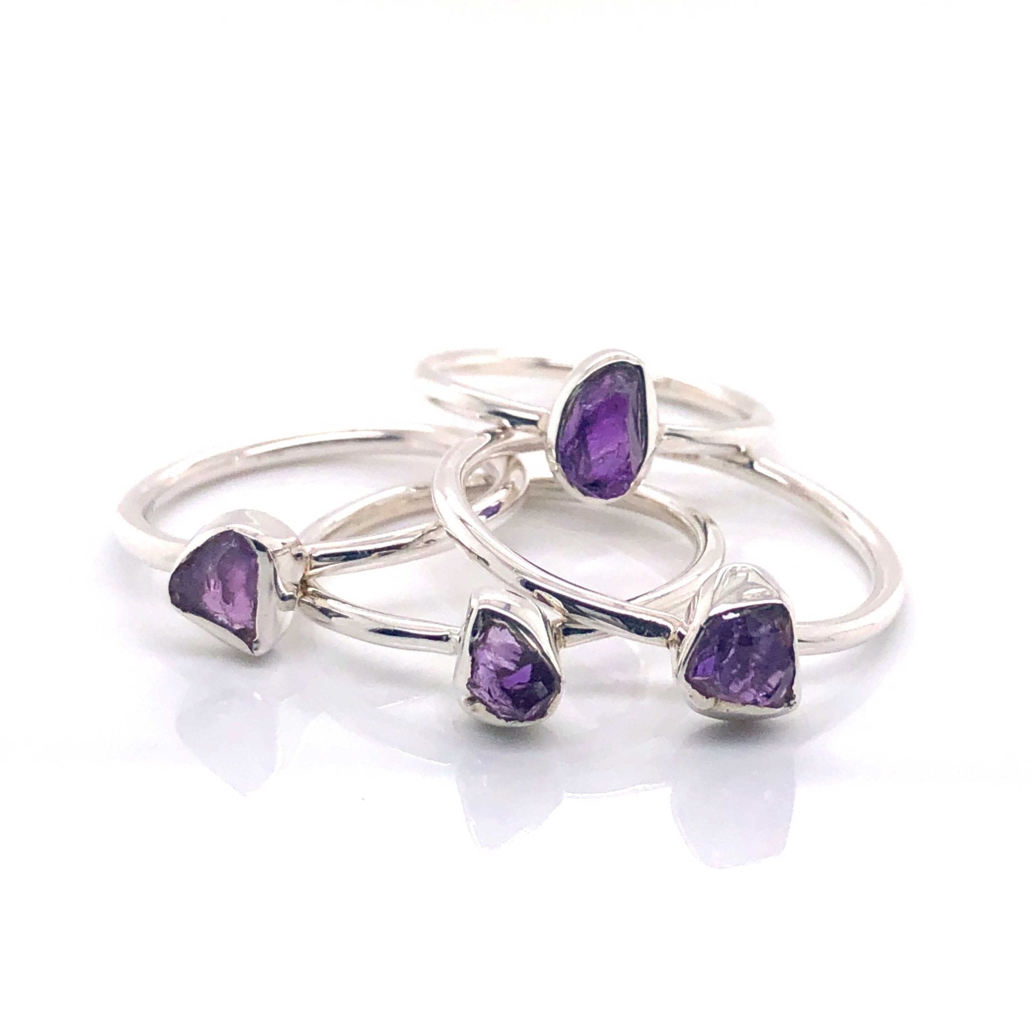Amethyst Stackable Gemstone Ring Jewellery - Black Star Opal