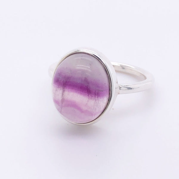 Silver Fluorite Gemstone Ring - Black Star Opal