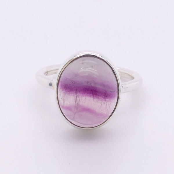 Silver Fluorite Gemstone Ring - Black Star Opal