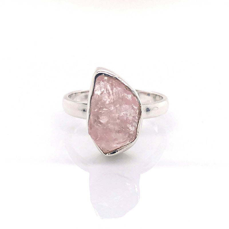 Silver Morganite Gemstone Ring - Black Star Opal