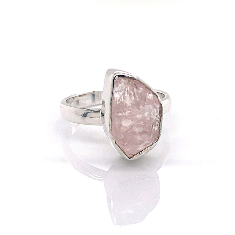 Silver Morganite Gemstone Ring - Black Star Opal