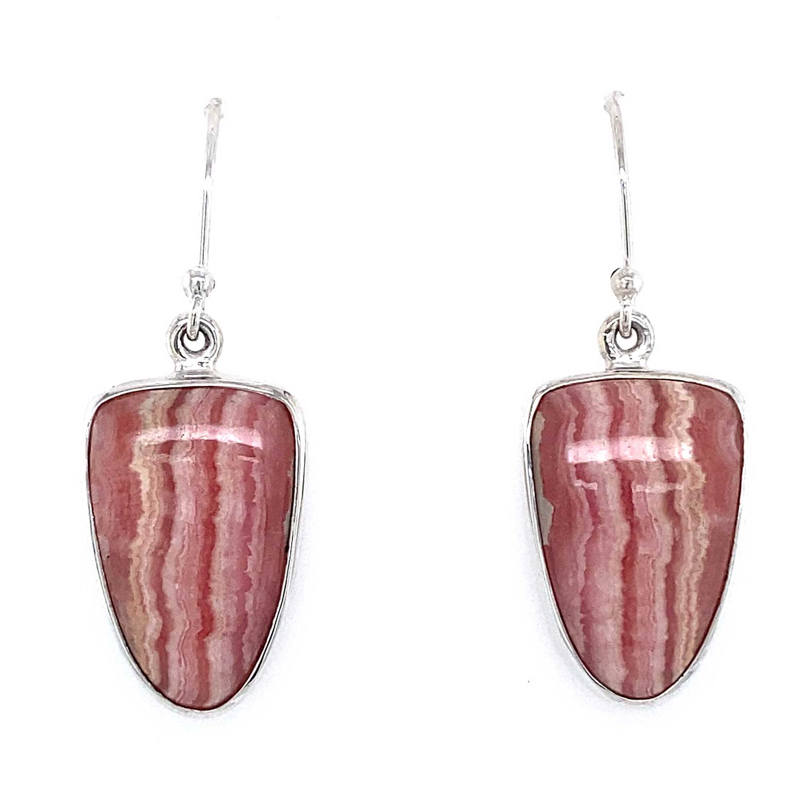 Silver Rhodochrosite Gemstone Earrings - Black Star Opal