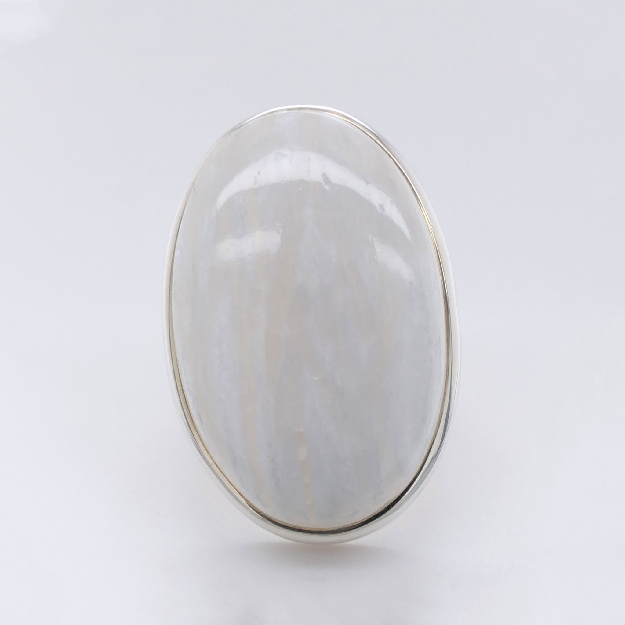 Silver Scolecite Gemstone Ring - Black Star Opal