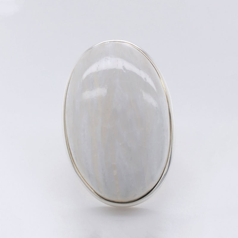 Silver Scolecite Gemstone Ring - Black Star Opal