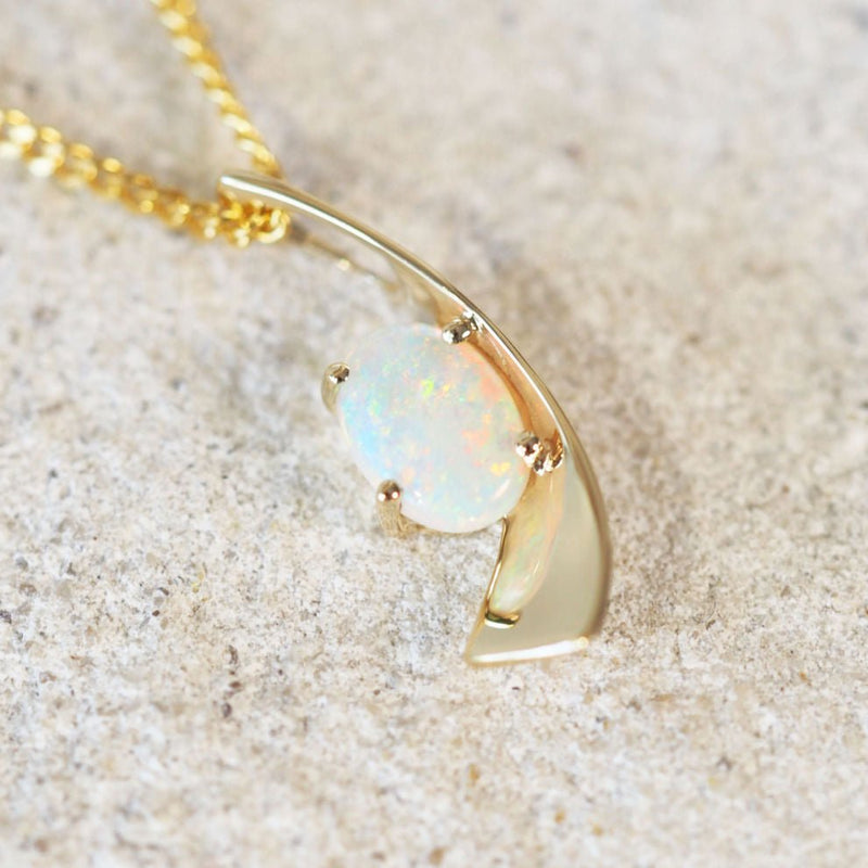 south australian crystal opal gold necklace