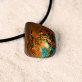 green and blue boulder matrix opal necklace