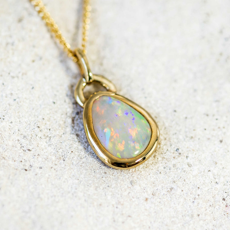 'Sparkle' Gold Australian Crystal Opal Necklace Pendant - Black Star Opal