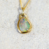 'Sparkle' Gold Australian Crystal Opal Necklace Pendant - Black Star Opal