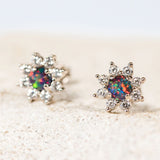 'Star' Silver Australian Triplet Opal Earrings - Black Star Opal