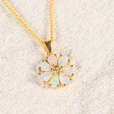 'Starflower II' Gold Crystal Opal Necklace Pendant - Black Star Opal