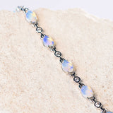 violet crystal opal silver bracelet OB032A