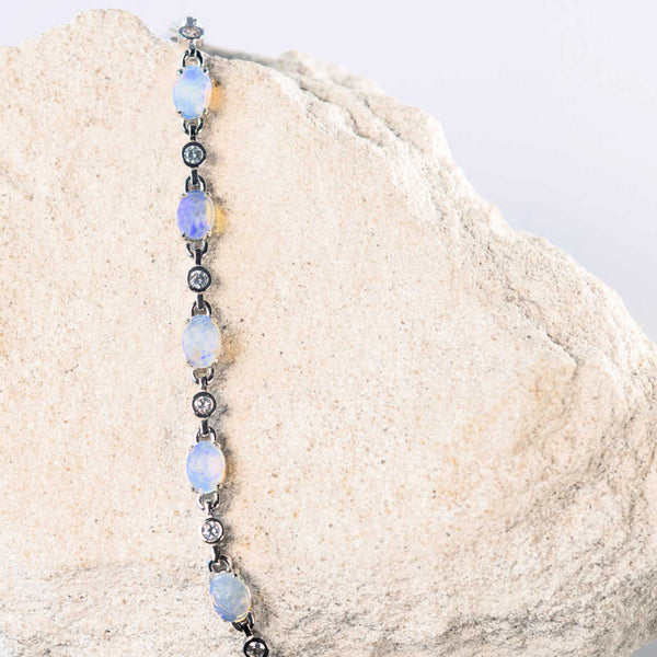 crystal opal set in sterling silver bracelet