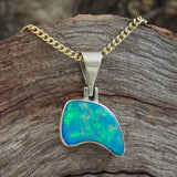 'Talia' Gold Australian Doublet Opal Necklace Pendant - Black Star Opal