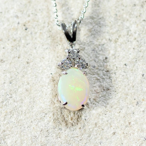silver white opal pendant