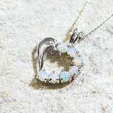 'Valentine' Silver Australian Crystal Opal Necklace Pendant - Black Star Opal