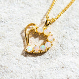 'Velentine' Gold Plated Silver Australian Crystal Opal Necklace Pendant - Black Star Opal