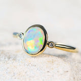 'Vicenta' Gold Australian Crystal Opal Ring - Black Star Opal