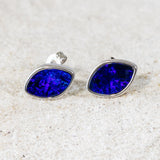 'Violeta' Silver Australian Doublet Opal Earrings - Black Star Opal